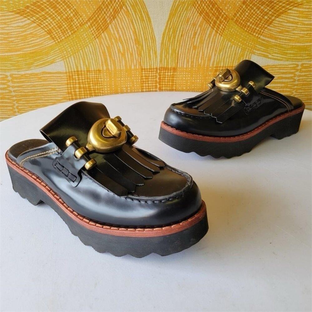 COACH 1941 Turnlock Creeper Mules Slides Shoes Size 5 turn lock - Picture 5 of 12